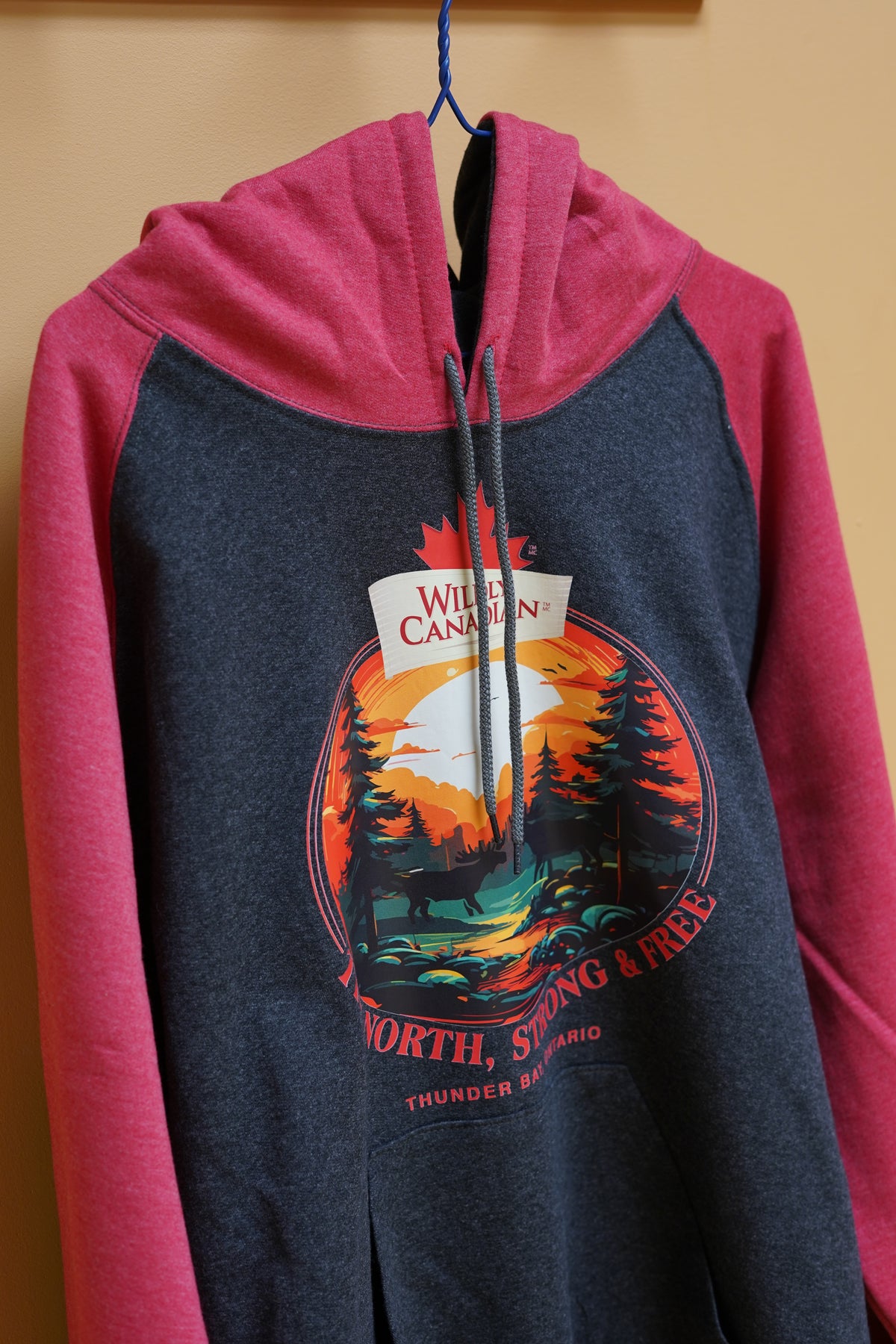 Dark Charcoal with Red Mix Hoodie - Forest Design